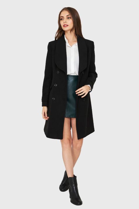 Abrigo Seis Botones Negro Nicopoly-1