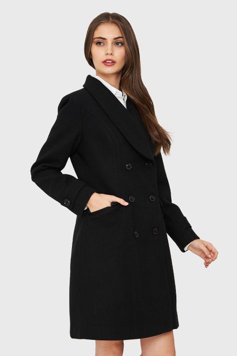 Abrigo Seis Botones Negro Nicopoly-2
