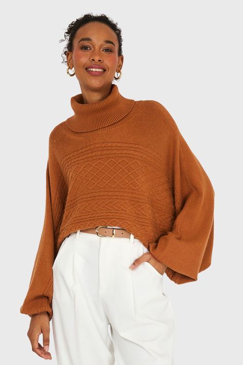 Sweater Manga Muerciélago Camel Nicopoly-0