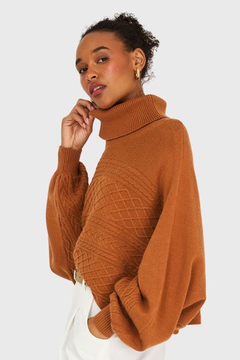 Sweater Manga Muerciélago Camel Nicopoly-2