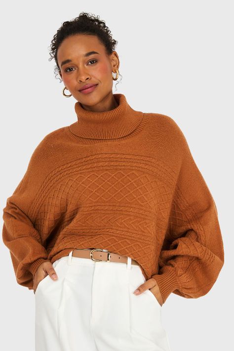 Sweater Manga Muerciélago Camel Nicopoly-4