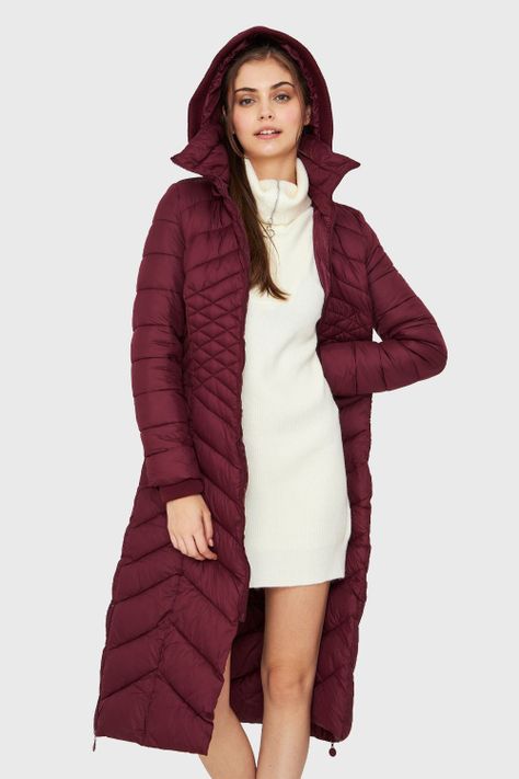 Parka Larga Acolchada Burdeos Nicopoly-4