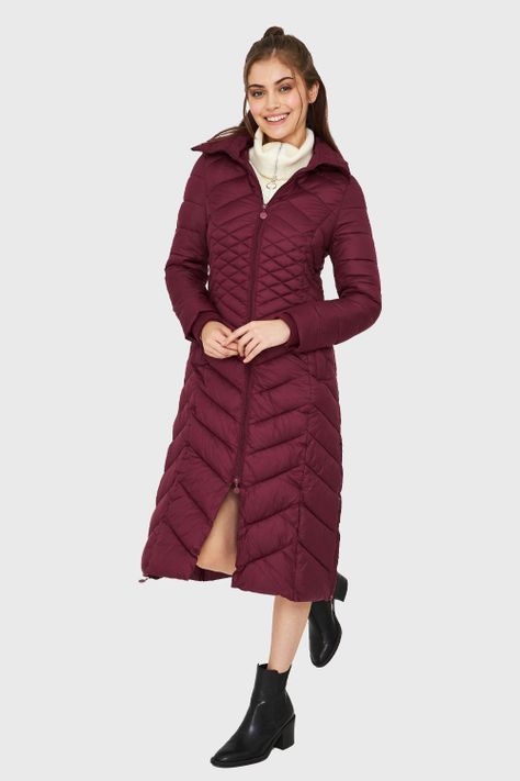 Parka Larga Acolchada Burdeos Nicopoly-1