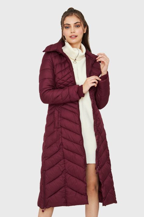 Parka Larga Acolchada Burdeos Nicopoly-0