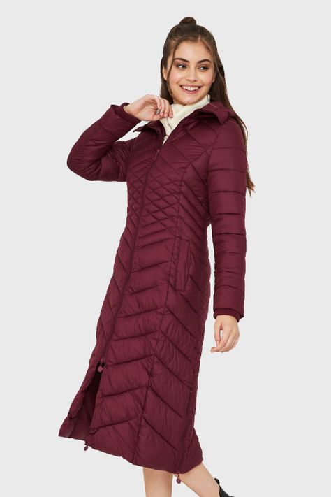 Parka Larga Acolchada Burdeos Nicopoly-2