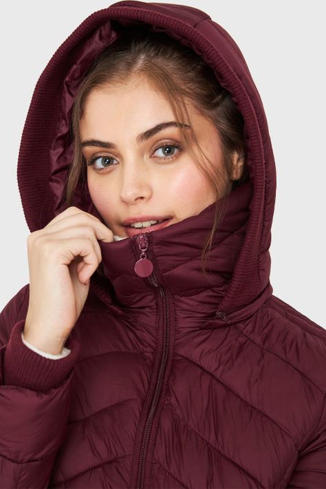 Parka Larga Acolchada Burdeos Nicopoly-5