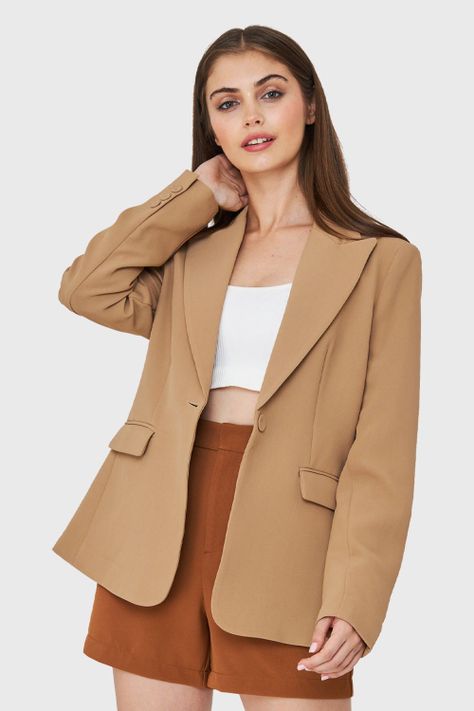 Blazer Bolsillos Con Solapas Khaki Nicopoly-0