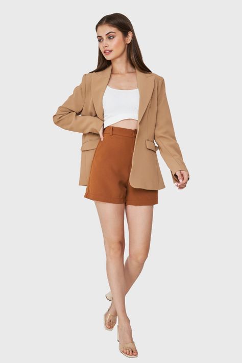 Blazer Bolsillos Con Solapas Khaki Nicopoly-1