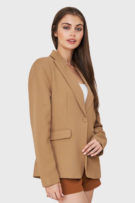 Blazer Bolsillos Con Solapas Khaki Nicopoly-2