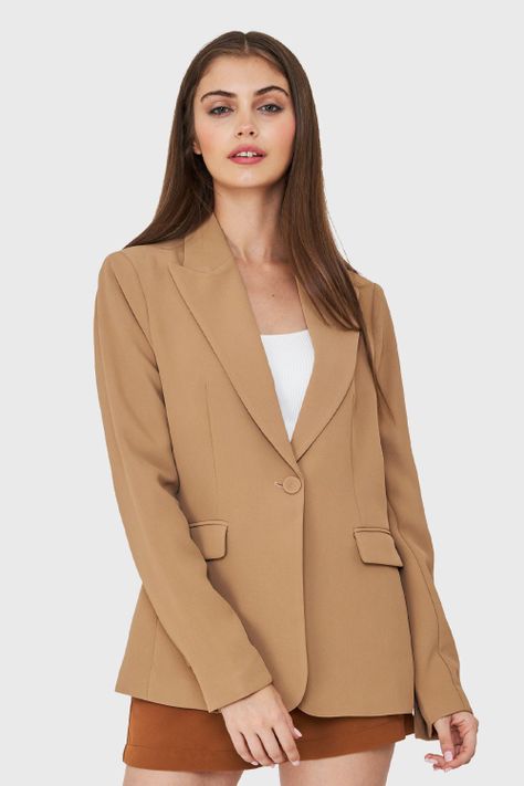 Blazer Bolsillos Con Solapas Khaki Nicopoly-4