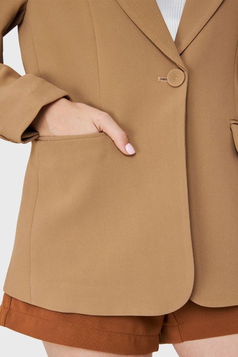 Blazer Bolsillos Con Solapas Khaki Nicopoly-5