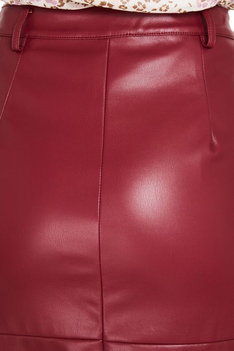 Falda Midi Ecocuero Burdeos Botones Nicopoly-4