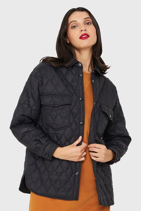 Chaqueta Quilt Tipo Camisera Negro Nicopoly-0