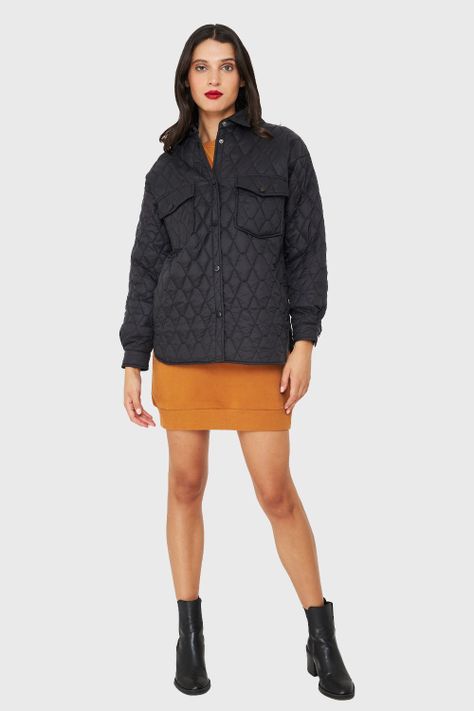 Chaqueta Quilt Tipo Camisera Negro Nicopoly-1