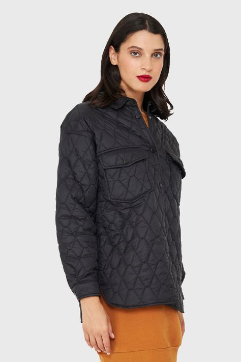 Chaqueta Quilt Tipo Camisera Negro Nicopoly-2