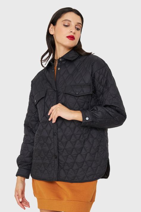 Chaqueta Quilt Tipo Camisera Negro Nicopoly-4