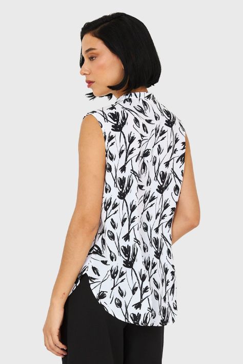 Blusa Cuello Mao Floral Blanco Nicopoly-3
