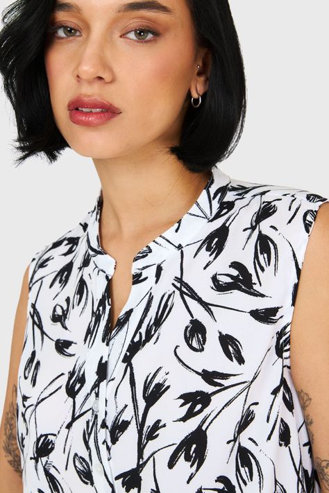 Blusa Cuello Mao Floral Blanco Nicopoly-5