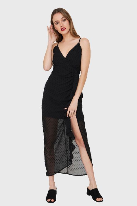 Vestido Tajo Y Vuelo Negro Nicopoly-0