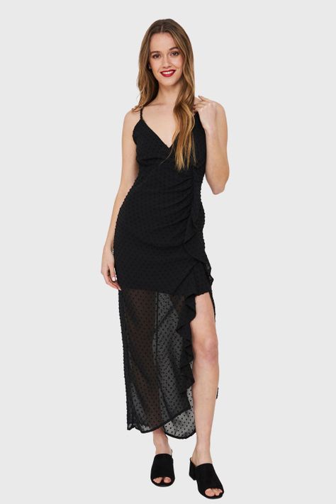 Vestido Tajo Y Vuelo Negro Nicopoly-4