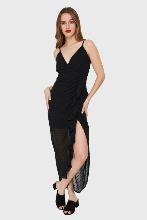 Vestido Tajo Y Vuelo Negro Nicopoly-1