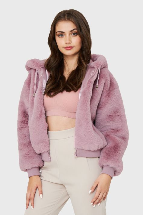 Chaqueta Pelo Gorro Rosa Nicopoly-0