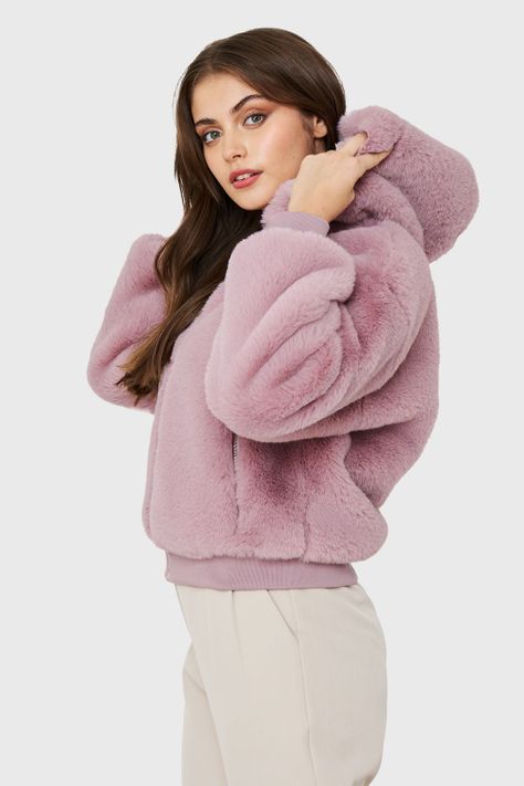 Chaqueta Pelo Gorro Rosa Nicopoly-2