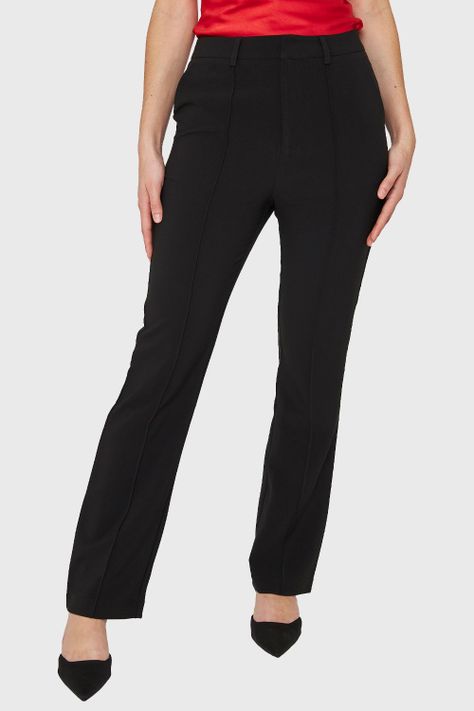 Pantalón Costuras Frontales Recto Negro Nicopoly-0