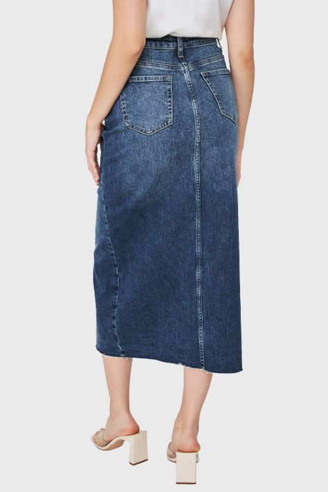 Falda Denim Tajo Frontal Azul Medio Nicopoly-3