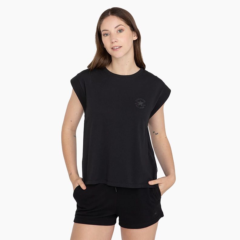 Polera Converse Small Shine Patch M/C Mujer Negro