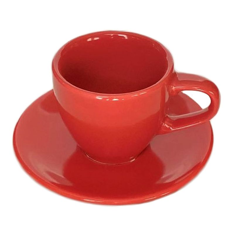 Taza Cafe 80 ml C/Platillo Color Rojo Set 6 pcs