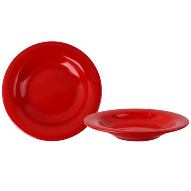 Plato melamina Hondo grueso Rojo 23 cm Set 6 piezas-0