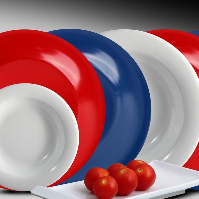 Plato melamina Hondo grueso Rojo 23 cm Set 6 piezas-1