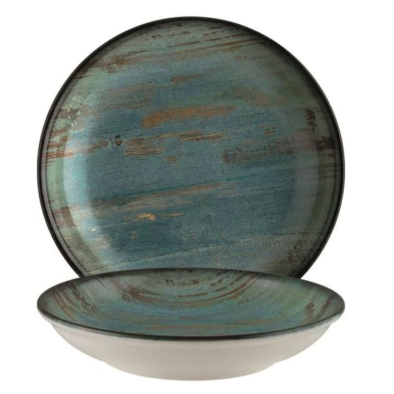 Plato porcelana Madera Mint Hondo 25cm Set 6 unidades-0