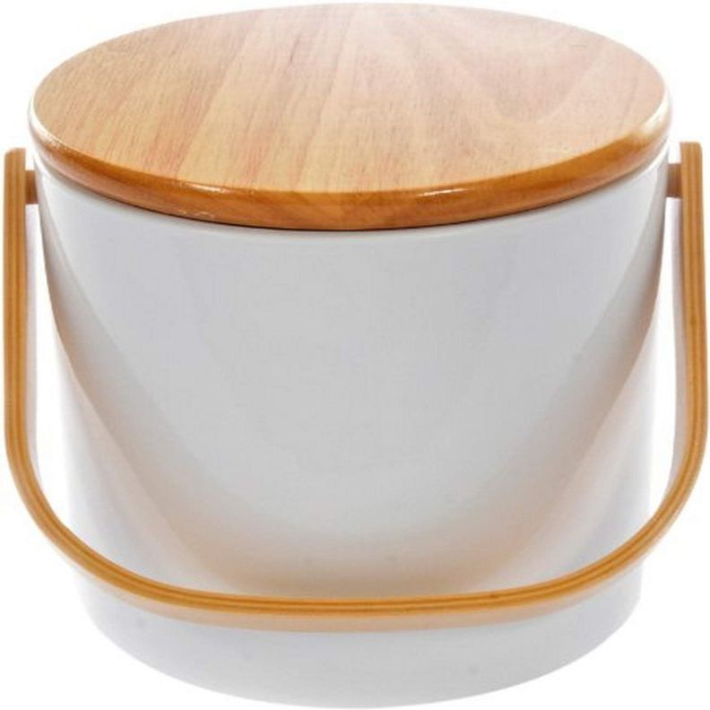 Hielera 3L  Blanca con Tapa Madera Mr. Ice Bucket-1