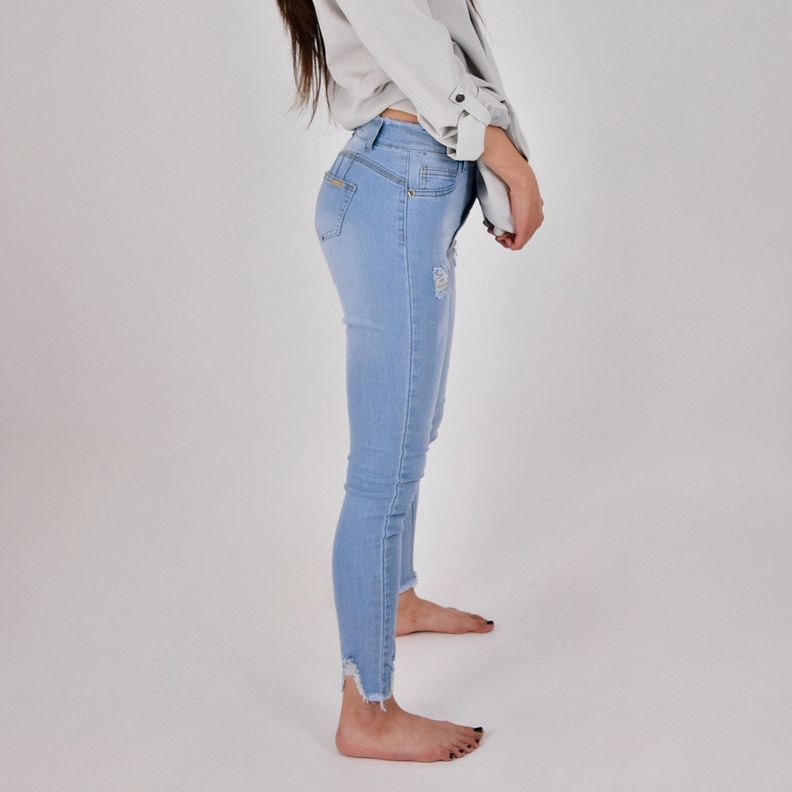 Jeans De Mujer Skinny Elasticado Destroyed -1
