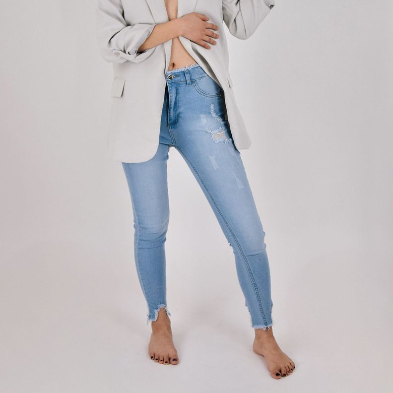 Jeans De Mujer Skinny Elasticado Destroyed -0