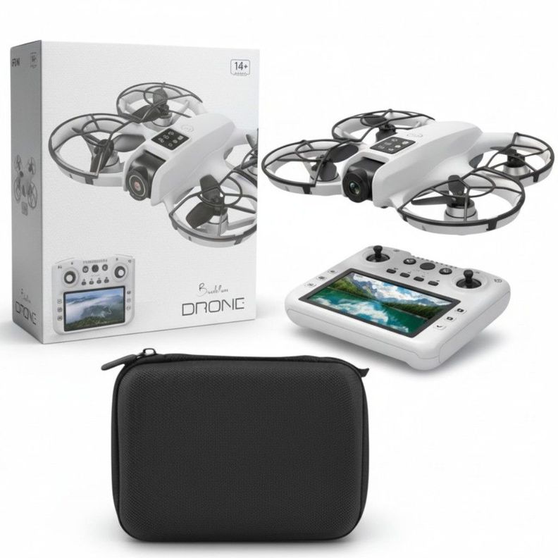 Dron Con Camara Hd Control Con Pantalla Motor Drone Brushless Gris Claro