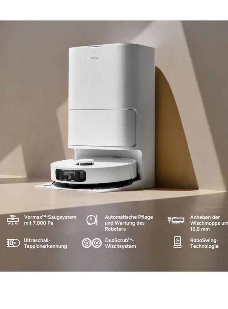 Dreame Mova E30 Ultra Robot Aspirador y Fregasuelos, 7000Pa, Elevación de Fregona de 10,5 mm-4