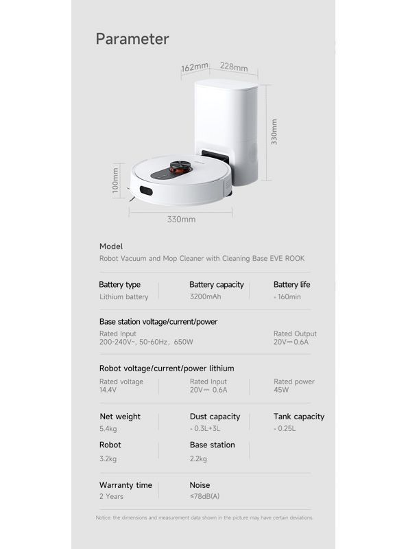 Xiaomi Roidmi Eve Rook Robot Aspiradora 5000 PA Color Blanco-1