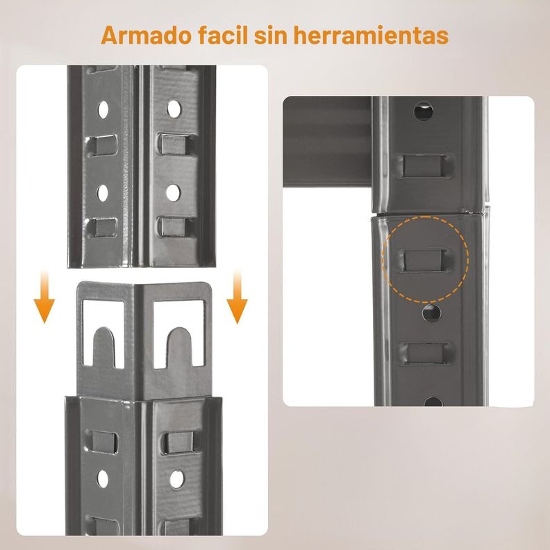 Estante Metálico Armable 180x90x40 Armado Facil Sin Pernos Negro-1