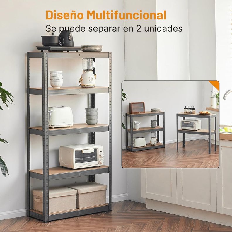 Estante Metálico Armable 180x90x40 Armado Facil Sin Pernos Negro-4