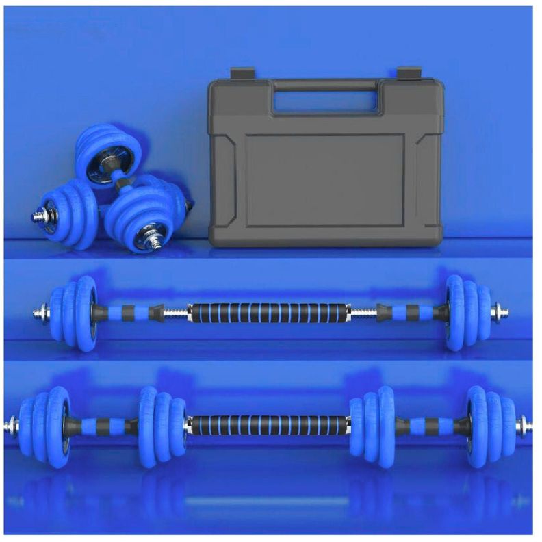 Set Mancuernas De Metal Cromadas 30 Kg Con Barra-1