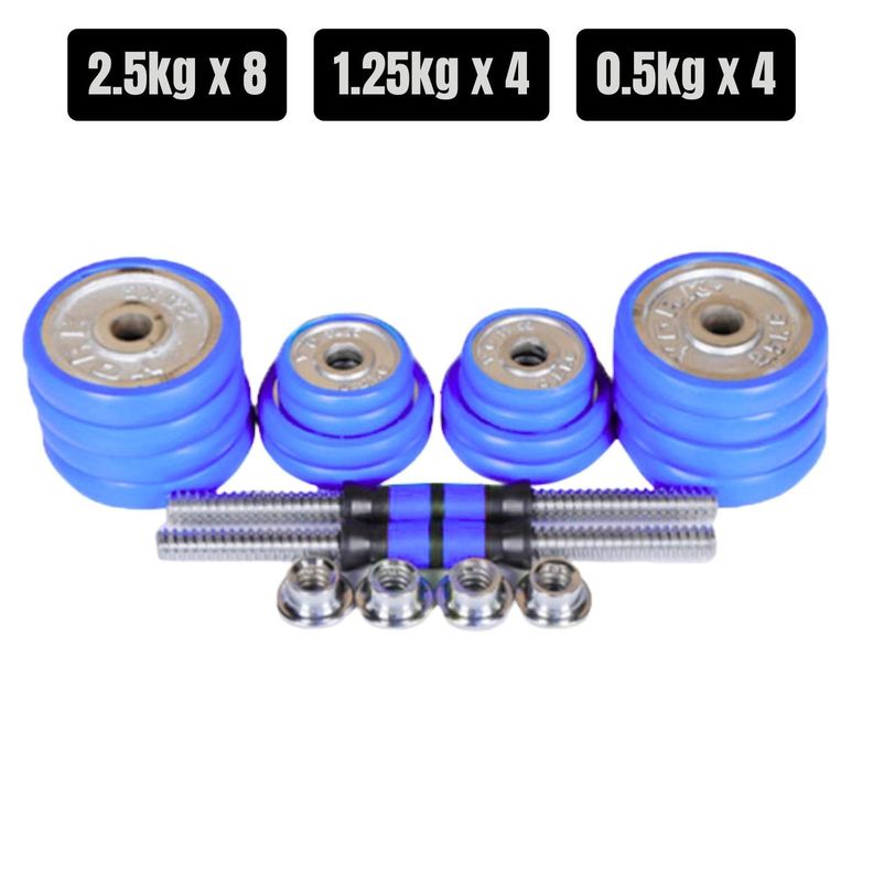 Set Mancuernas De Metal Cromadas 30 Kg Con Barra-3