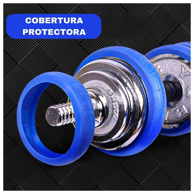 Set Mancuernas De Metal Cromadas 30 Kg Con Barra-4