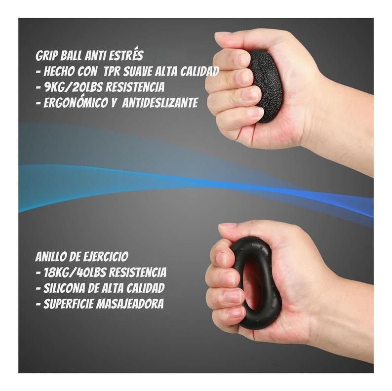 Set Hand Grip 10-60 Kg Manos Dedos Antebrazo Yepsport-3