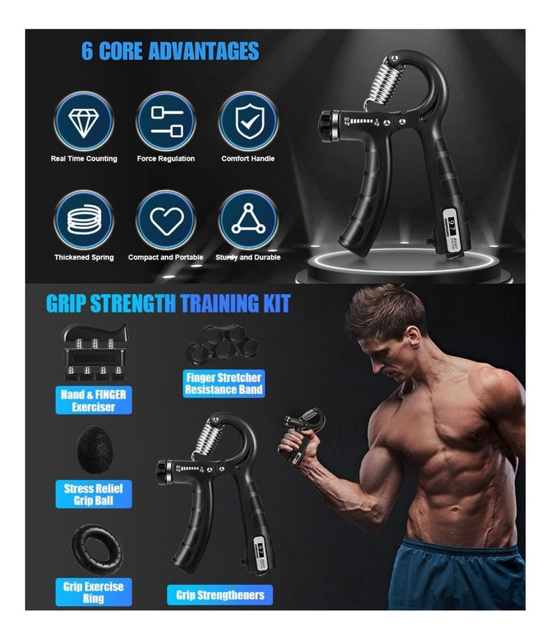 Set Hand Grip 10-60 Kg Manos Dedos Antebrazo Yepsport-4