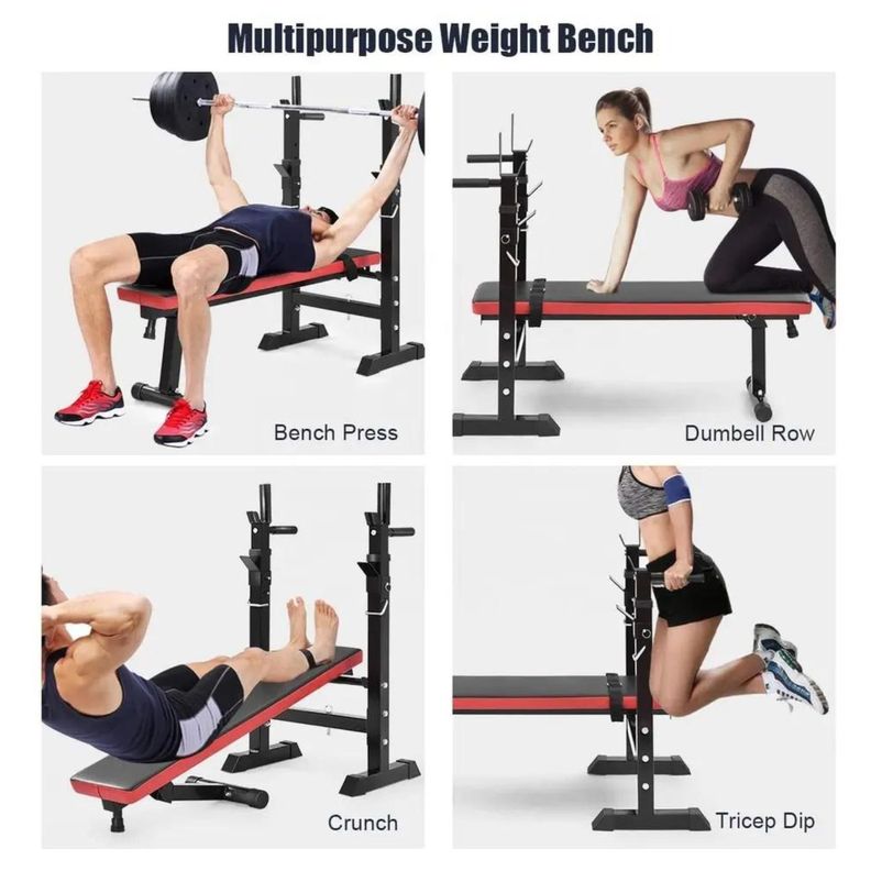Press Banca Abdominal Reclinable Para Pesas Con Rack-5