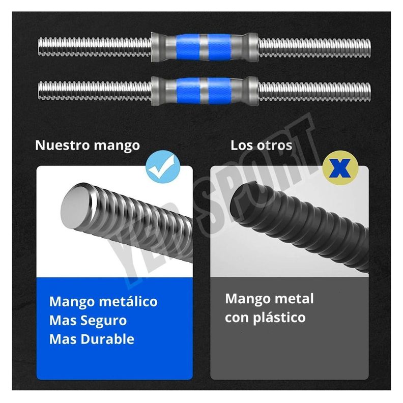 Set Mancuernas De Metal Cromadas 20 Kg Con Barra-4