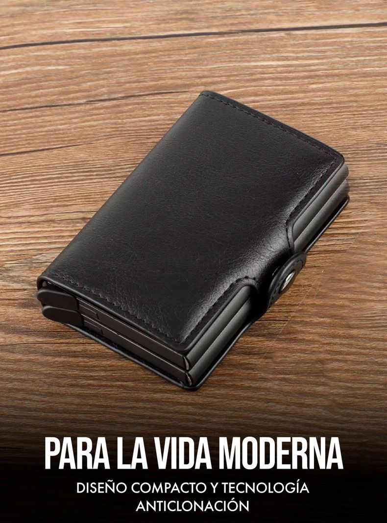 Billetera Pardal doble tarjetero de cuero anticlonación-1